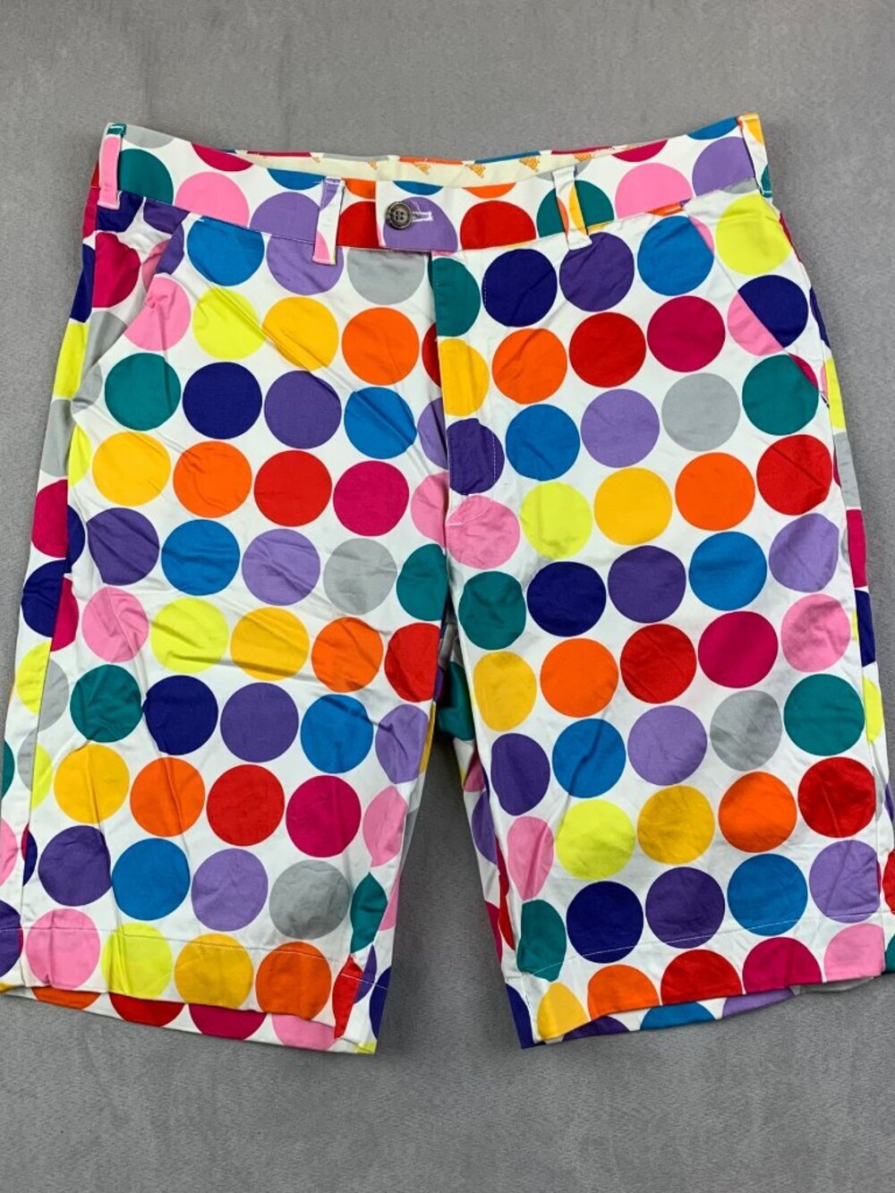 Loudmouth Golf Mens Shorts 36 Multicolor Polka Dots Chino 11" Colorful Summer